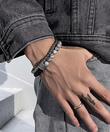 SILVER BULLET | 『SBLTR』ユニセックス ストーンダブルレイヤーマンテルブレスレット(ブレスレット)