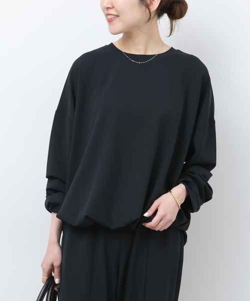 JOURNAL STANDARD relume（ジャーナルスタンダード　レリューム）の「NONIRONジョーゼット2WAYプルオーバー（Tシャツ/カットソー・レディース・ブラック/ネイビー・FREE）」の2枚目の写真