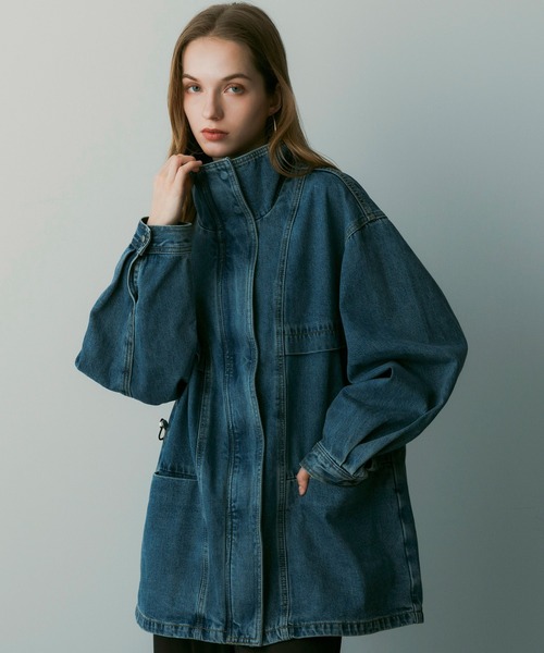 SERENO(セレーノ)の「オーバーサイズデニムジャケット(デニムジャケット・レディース・ダークグレー/ブルー・ONESIZE)」の1枚目の写真