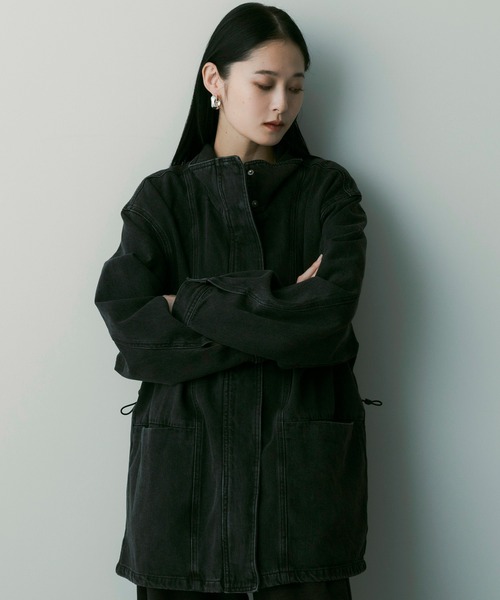 SERENO(セレーノ)の「オーバーサイズデニムジャケット(デニムジャケット・レディース・ダークグレー/ブルー・ONESIZE)」の7枚目の写真