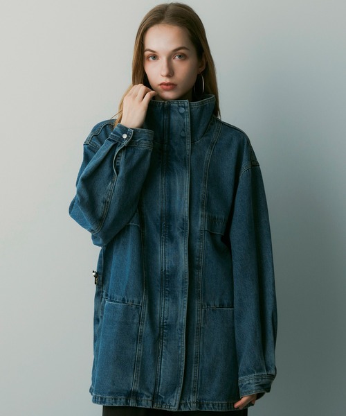 SERENO(セレーノ)の「オーバーサイズデニムジャケット(デニムジャケット・レディース・ダークグレー/ブルー・ONESIZE)」の16枚目の写真
