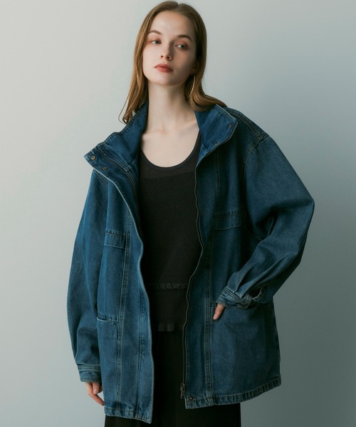 SERENO(セレーノ)の「オーバーサイズデニムジャケット(デニムジャケット・レディース・ダークグレー/ブルー・ONESIZE)」の17枚目の写真