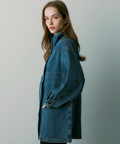 SERENO(セレーノ)の「オーバーサイズデニムジャケット(デニムジャケット・レディース・ダークグレー/ブルー・ONESIZE)」の18枚目の写真