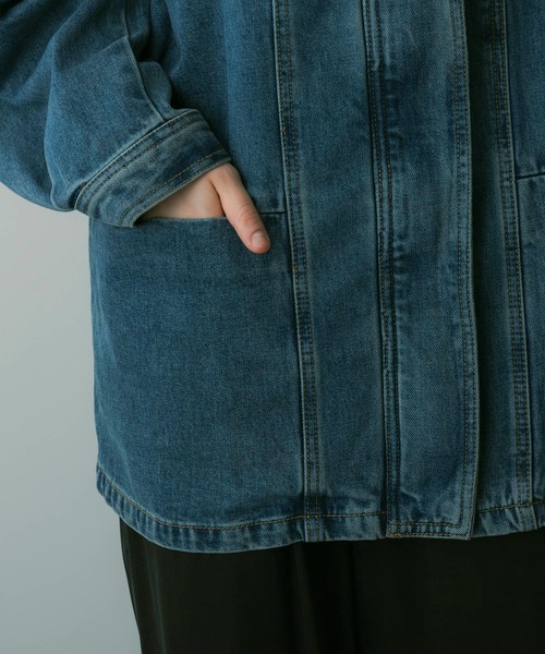 SERENO(セレーノ)の「オーバーサイズデニムジャケット(デニムジャケット・レディース・ダークグレー/ブルー・ONESIZE)」の21枚目の写真