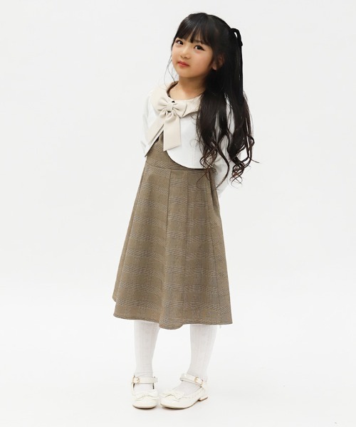 axes femme（アクシーズファム）の「リボンセット丸襟ワンピース（ワンピース・キッズ・ネイビー/ブラウン・MEDIUM/LARGE/X-LARGE）」の3枚目の写真