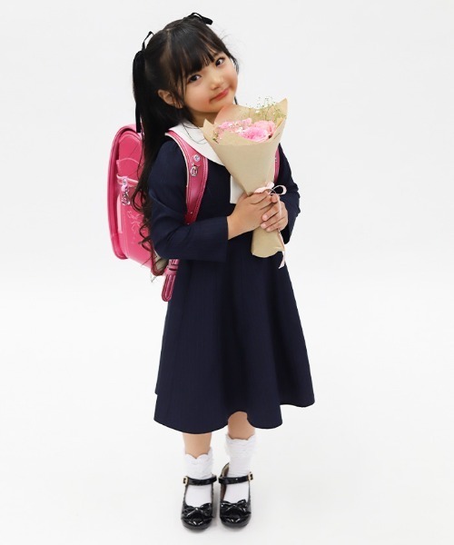 axes femme（アクシーズファム）の「リボンセット丸襟ワンピース（ワンピース・キッズ・ネイビー/ブラウン・MEDIUM/LARGE/X-LARGE）」の7枚目の写真