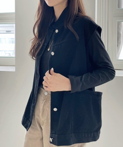 emi+(エミプラス)の「デニムベスト(ベスト・レディース・ブルー/ブラック・FREE)」の13枚目の写真