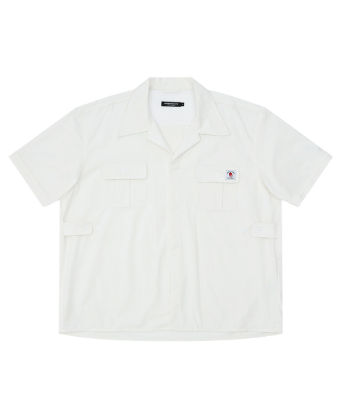 HONGWOOSUNG(ホンウソン)の「2POCKET OPEN COLLAR SHIRTS_WHITE(シャツ/ブラウス・メンズ・その他・S/M/L)」の1枚目の写真