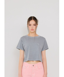 BUTTON UP（ボタンアップ）の「BTUロゴ刺繍ウォッシングクロップTシャツ（グレー）（Tシャツ/カットソー）」