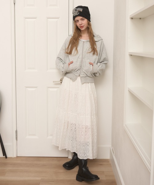 Birthday room（バースデイルーム）の「スタースタッズダブルジップパーカー/Star Studs Double Zip Hoodie（パーカー・レディース・グレー/ブラック・FREE）」の15枚目の写真