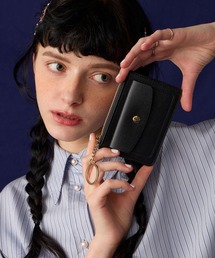 BONLECILL（ボンルシール）の「【BONLECILL Marche】キーリング付きゴールドボタンパスケース/コインケース カードケース 定期入れ ミニ財布 ミニウォレット（カードケース）」