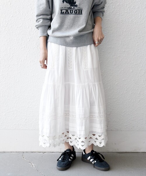 SHIPS any（シップス エニィ）の「SHIPS any:〈洗濯機可能〉キャンブリック レース ギャザー ボリューム スカート（スカート・レディース・ブラック/ホワイト/ライトブルー・ONE SIZE）」の11枚目の写真