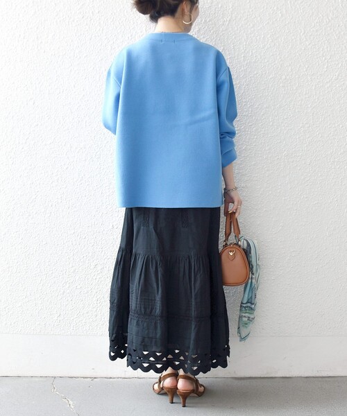 SHIPS any（シップス エニィ）の「SHIPS any:〈洗濯機可能〉キャンブリック レース ギャザー ボリューム スカート（スカート・レディース・ブラック/ホワイト/ライトブルー・ONE SIZE）」の13枚目の写真