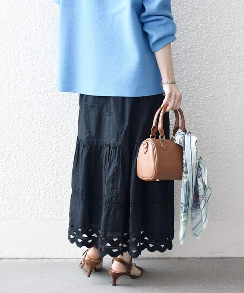 SHIPS any（シップス エニィ）の「SHIPS any:〈洗濯機可能〉キャンブリック レース ギャザー ボリューム スカート（スカート・レディース・ブラック/ホワイト/ライトブルー・ONE SIZE）」の16枚目の写真