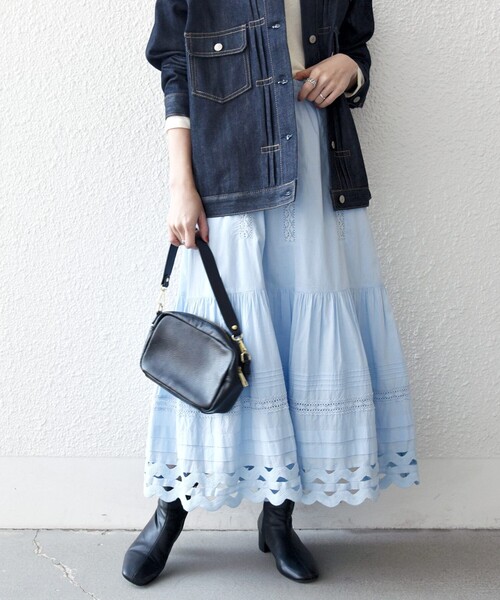 SHIPS any（シップス エニィ）の「SHIPS any:〈洗濯機可能〉キャンブリック レース ギャザー ボリューム スカート（スカート・レディース・ブラック/ホワイト/ライトブルー・ONE SIZE）」の20枚目の写真