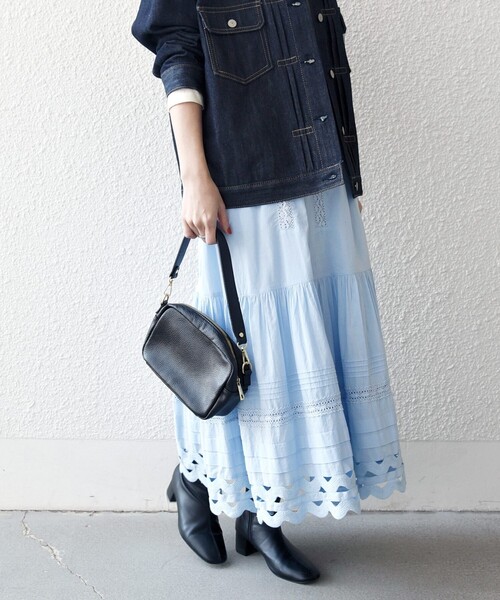 SHIPS any（シップス エニィ）の「SHIPS any:〈洗濯機可能〉キャンブリック レース ギャザー ボリューム スカート（スカート・レディース・ブラック/ホワイト/ライトブルー・ONE SIZE）」の21枚目の写真