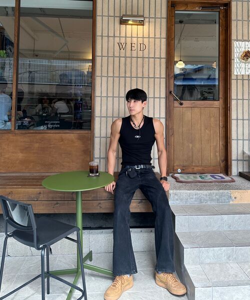 BORN TO WIN（ボーントゥウィン）の「B PENDANT RIBBED SLEEVELESS [BLACK]（Tシャツ/カットソー・メンズ・その他・1/2/3/4）」の4枚目の写真
