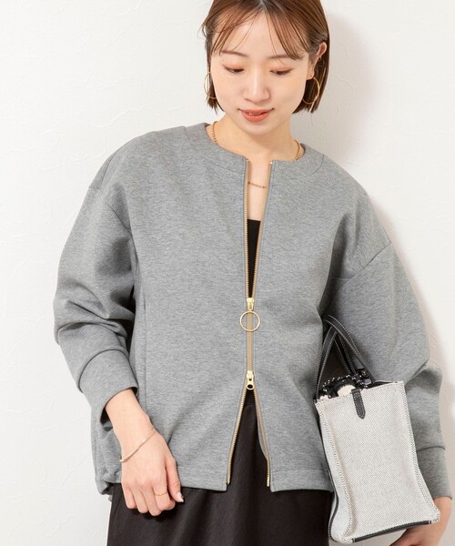 NOLLEY’S（ノーリーズ）の「ウォッシャブルダンボールブルゾン（ブルゾン・レディース・グレー/オフホワイト・38）」の7枚目の写真