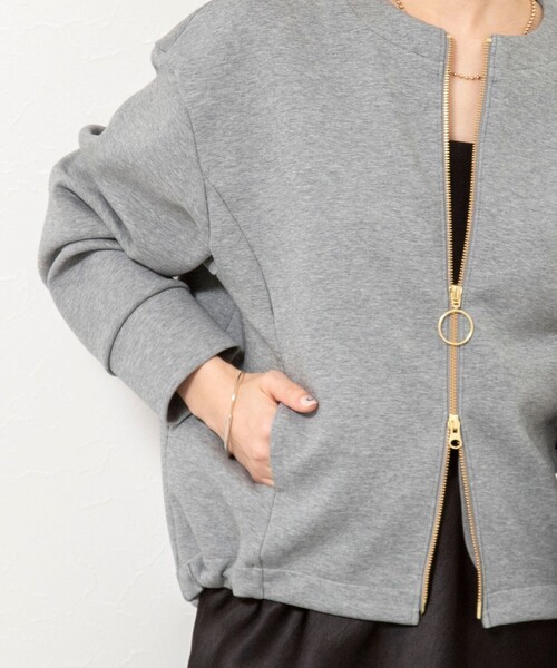 NOLLEY’S（ノーリーズ）の「ウォッシャブルダンボールブルゾン（ブルゾン・レディース・グレー/オフホワイト・38）」の8枚目の写真