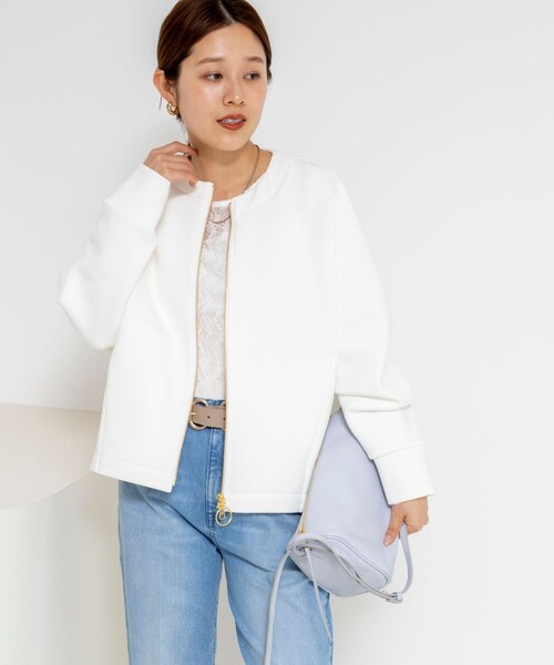 NOLLEY’S（ノーリーズ）の「ウォッシャブルダンボールブルゾン（ブルゾン・レディース・グレー/オフホワイト・38）」の14枚目の写真