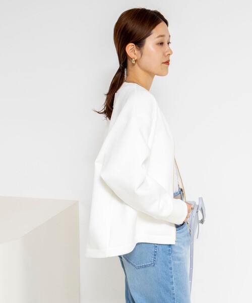 NOLLEY’S（ノーリーズ）の「ウォッシャブルダンボールブルゾン（ブルゾン・レディース・グレー/オフホワイト・38）」の15枚目の写真