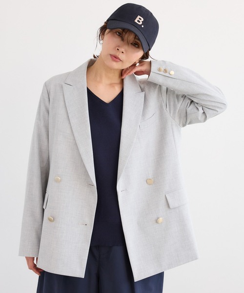 BARNYARDSTORM(バンヤードストーム)の「BARNYARDSTORM / 2WAYストレッチダブルジャケット(テーラードジャケット・レディース・グレー/ネイビー・S/M)」の2枚目の写真