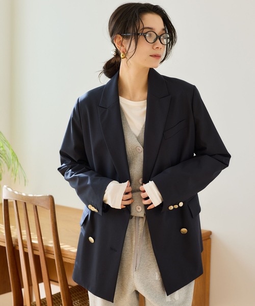 BARNYARDSTORM(バンヤードストーム)の「BARNYARDSTORM / 2WAYストレッチダブルジャケット(テーラードジャケット・レディース・グレー/ネイビー・S/M)」の4枚目の写真