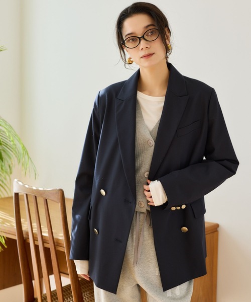 BARNYARDSTORM(バンヤードストーム)の「BARNYARDSTORM / 2WAYストレッチダブルジャケット(テーラードジャケット・レディース・グレー/ネイビー・S/M)」の3枚目の写真