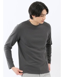 TAKA-Q | 【綿混 ロンＴ】タカキュー 千鳥ジャガード クルーネック長袖Tシャツ(Tシャツ/カットソー)