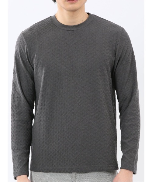 TAKA-Q（タカキュー）の「【綿混 ロンＴ】タカキュー 千鳥ジャガード クルーネック長袖Tシャツ（Tシャツ/カットソー・メンズ・ホワイト/グレー系その他2・LARGE/MEDIUM/X-LARGE）」の16枚目の写真