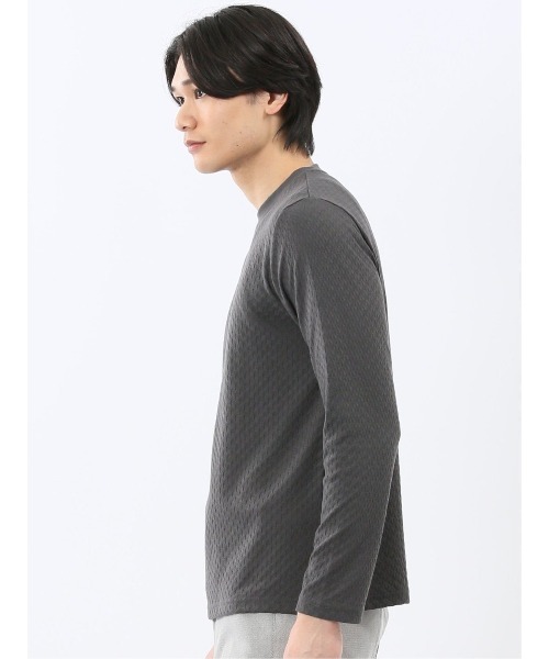 TAKA-Q（タカキュー）の「【綿混 ロンＴ】タカキュー 千鳥ジャガード クルーネック長袖Tシャツ（Tシャツ/カットソー・メンズ・ホワイト/グレー系その他2・LARGE/MEDIUM/X-LARGE）」の20枚目の写真