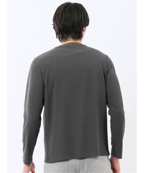 TAKA-Q（タカキュー）の「【綿混 ロンＴ】タカキュー 千鳥ジャガード クルーネック長袖Tシャツ（Tシャツ/カットソー・メンズ・ホワイト/グレー系その他2・LARGE/MEDIUM/X-LARGE）」の21枚目の写真