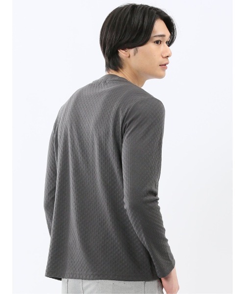 TAKA-Q（タカキュー）の「【綿混 ロンＴ】タカキュー 千鳥ジャガード クルーネック長袖Tシャツ（Tシャツ/カットソー・メンズ・ホワイト/グレー系その他2・LARGE/MEDIUM/X-LARGE）」の22枚目の写真