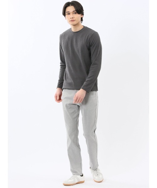 TAKA-Q（タカキュー）の「【綿混 ロンＴ】タカキュー 千鳥ジャガード クルーネック長袖Tシャツ（Tシャツ/カットソー・メンズ・ホワイト/グレー系その他2・LARGE/MEDIUM/X-LARGE）」の14枚目の写真