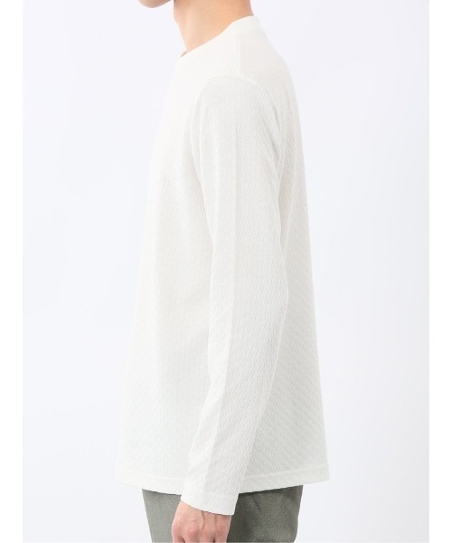 TAKA-Q（タカキュー）の「【綿混 ロンＴ】タカキュー 千鳥ジャガード クルーネック長袖Tシャツ（Tシャツ/カットソー・メンズ・ホワイト/グレー系その他2・LARGE/MEDIUM/X-LARGE）」の11枚目の写真