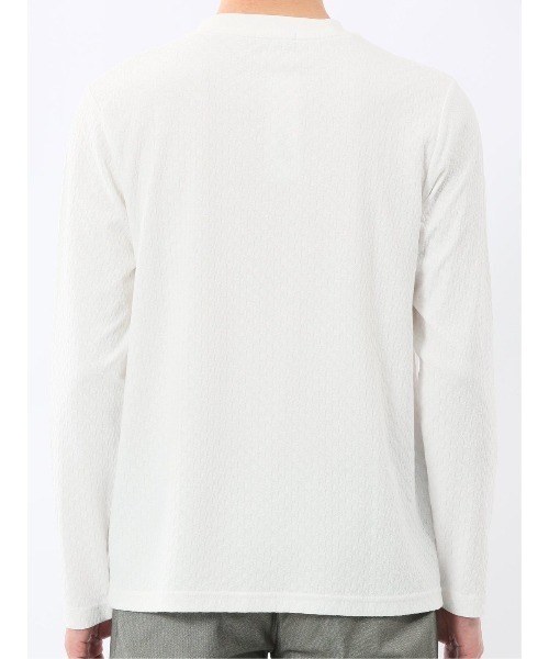 TAKA-Q（タカキュー）の「【綿混 ロンＴ】タカキュー 千鳥ジャガード クルーネック長袖Tシャツ（Tシャツ/カットソー・メンズ・ホワイト/グレー系その他2・LARGE/MEDIUM/X-LARGE）」の10枚目の写真