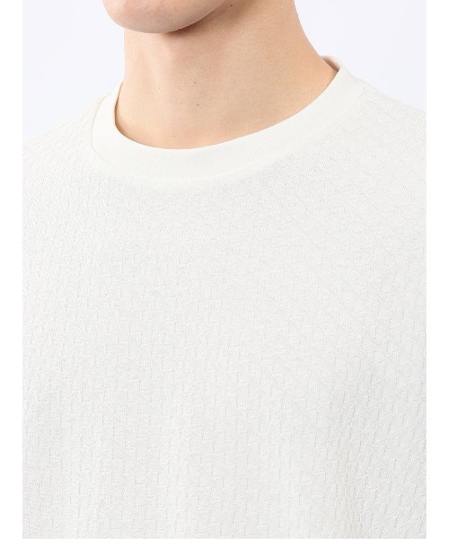 TAKA-Q（タカキュー）の「【綿混 ロンＴ】タカキュー 千鳥ジャガード クルーネック長袖Tシャツ（Tシャツ/カットソー・メンズ・ホワイト/グレー系その他2・LARGE/MEDIUM/X-LARGE）」の9枚目の写真
