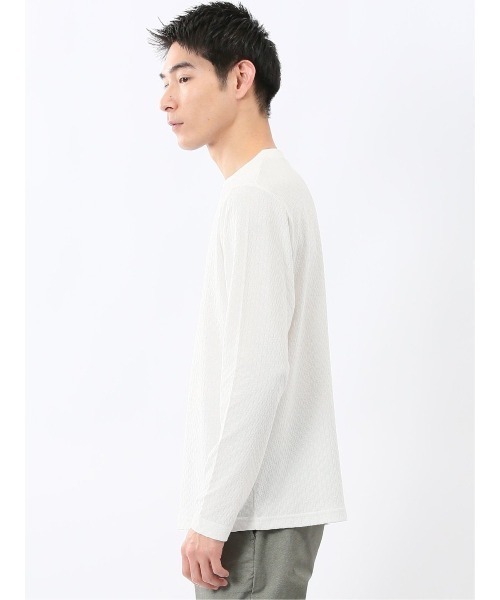 TAKA-Q（タカキュー）の「【綿混 ロンＴ】タカキュー 千鳥ジャガード クルーネック長袖Tシャツ（Tシャツ/カットソー・メンズ・ホワイト/グレー系その他2・LARGE/MEDIUM/X-LARGE）」の7枚目の写真