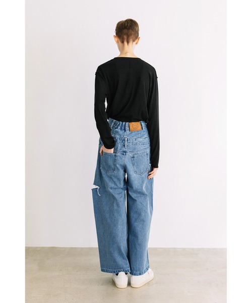 WCJ(ダブルシージェイ)の「レイヤードパンツ(デニムパンツ・レディース・ブルー/カモフラージュ/アイボリー/ブラック・25/26)」の17枚目の写真