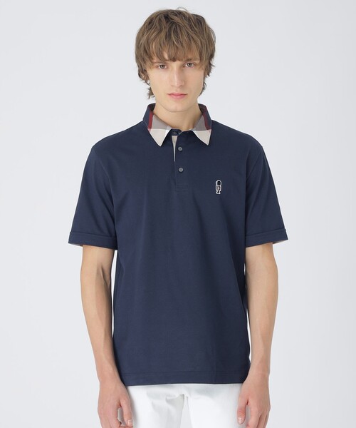 BLACK LABEL CRESTBRIDGE（ブラックレーベル・クレストブリッジ）の「パーシャルチェックポロシャツ（ポロシャツ・メンズ・ネイビー/ライトグレー/オフホワイト/ブラック・XL/L/M）」の4枚目の写真