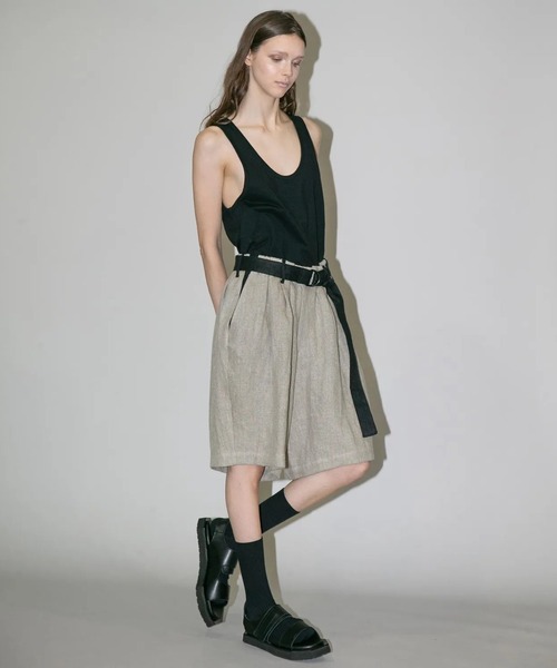 my beautiful landlet（マイビューティフルランドレット）の「【my beautiful landlet】SEMI WET LINEN BELT SHORT PANTS（その他パンツ・メンズ・マルチ/ベージュ/ブラック・1/0）」の3枚目の写真
