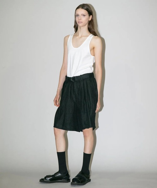 my beautiful landlet（マイビューティフルランドレット）の「【my beautiful landlet】SEMI WET LINEN BELT SHORT PANTS（その他パンツ・メンズ・マルチ/ベージュ/ブラック・1/0）」の16枚目の写真