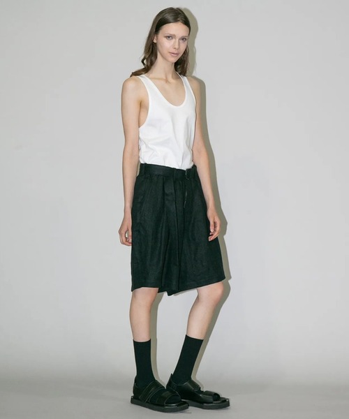 my beautiful landlet（マイビューティフルランドレット）の「【my beautiful landlet】SEMI WET LINEN BELT SHORT PANTS（その他パンツ・メンズ・マルチ/ベージュ/ブラック・1/0）」の17枚目の写真