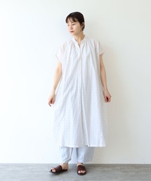 Floral embroidely ribon シャツワンピース（ワンピース）｜yuni（ユニ