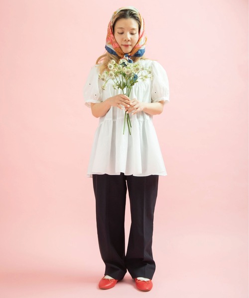 Dot＆Stripes CHILD WOMAN（ドットアンドストライプス　チャイルドウーマン）の「小花オンケミ刺繍 パフスリーブチュニックブラウス（シャツ/ブラウス・レディース・ホワイト/その他・FREE）」の8枚目の写真