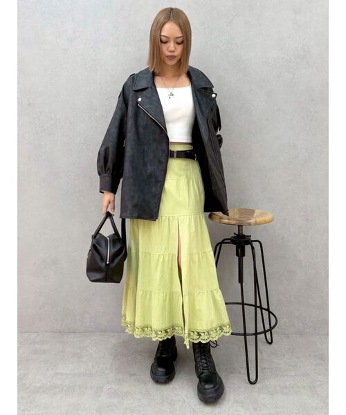 EVRIS(エヴリス)の「スリットロングティアードスカート(スカート・レディース・イエロー/ホワイト・FREE)」の12枚目の写真