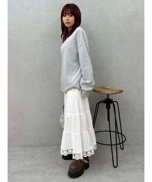 EVRIS(エヴリス)の「スリットロングティアードスカート(スカート・レディース・イエロー/ホワイト・FREE)」の17枚目の写真