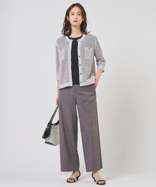 J.PRESS Ladies(J.プレス レディス)の「LINEN COTTON BLEND ニット カーディガン(カーディガン/ボレロ・レディース・アイボリー系/ライトグレー系/ネイビー系・SMALL)」の6枚目の写真