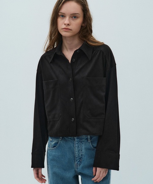 PUBLIC TOKYO(パブリックトウキョウ)の「フルイドクロップドシャツ(シャツ/ブラウス・レディース・モカ/アイボリー/ブラック・FREE)」の7枚目の写真