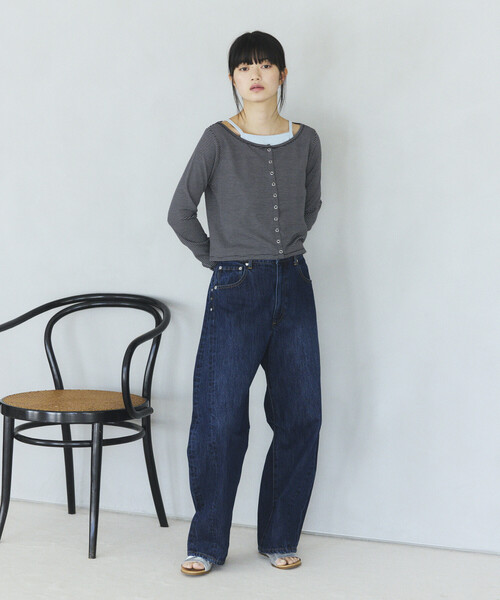 Firsthand（ファーストハンド）の「Firsthand/ファーストハンド レイヤード セットトップス / ボーダーカーディガン ＆ キャミソール（カーディガン/ボレロ・レディース・ピンク/ネイビー/チャコールグレー・FREE）」の16枚目の写真